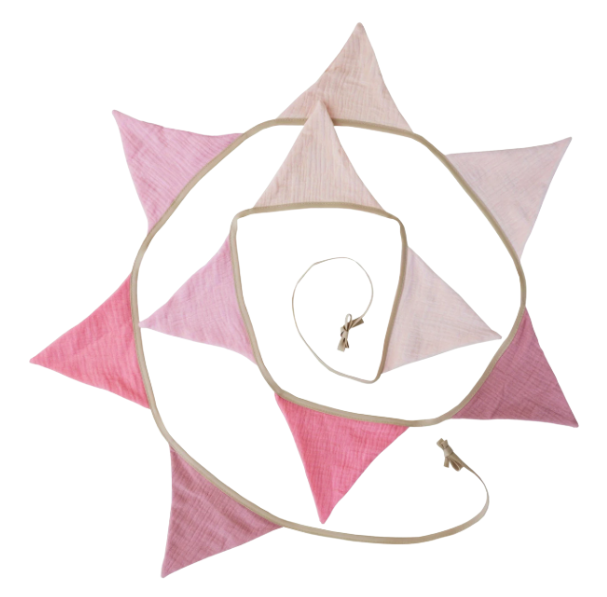 Stoffen Vlaggenlijn Blauw Beige Roze